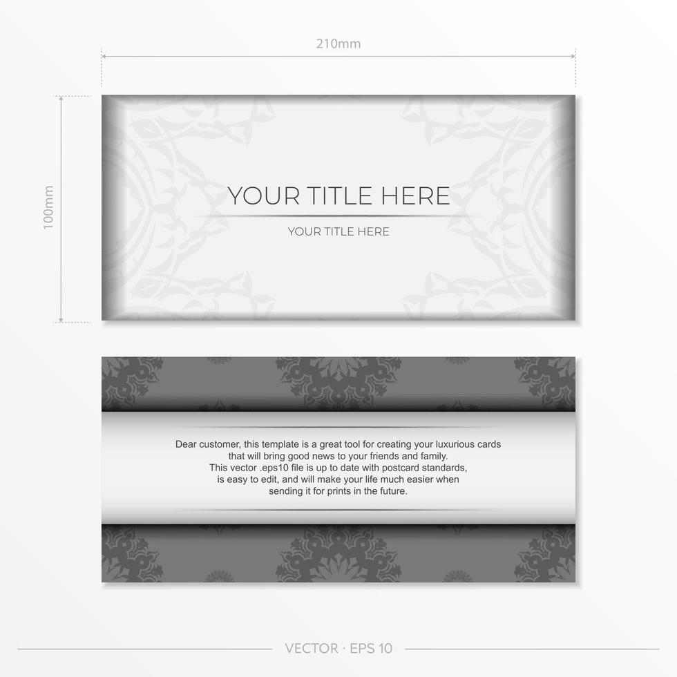 eleganta mall för skriva ut design vykort i vit Färg med lyxig grekisk mönster. vektor förberedelse av inbjudan kort med årgång prydnad.