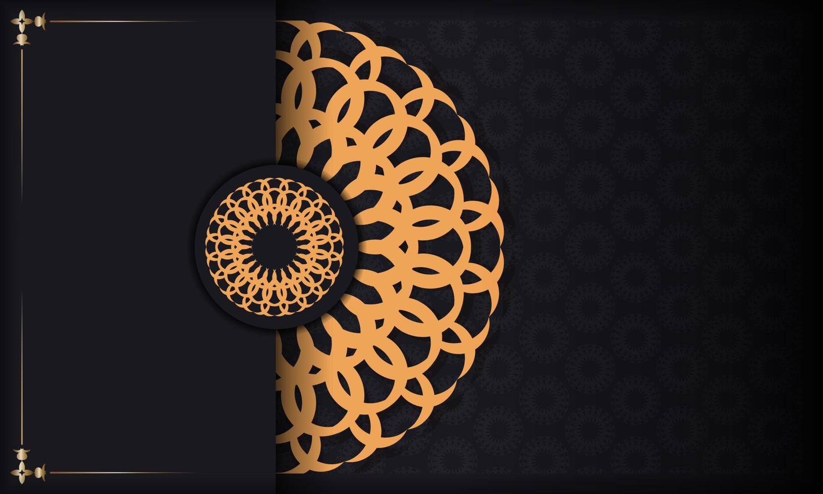 druckfertiges Einladungsdesign mit luxuriösen Mustern. Schwarzes Banner mit griechischen Luxusornamenten und Platz unter dem Text. vektor