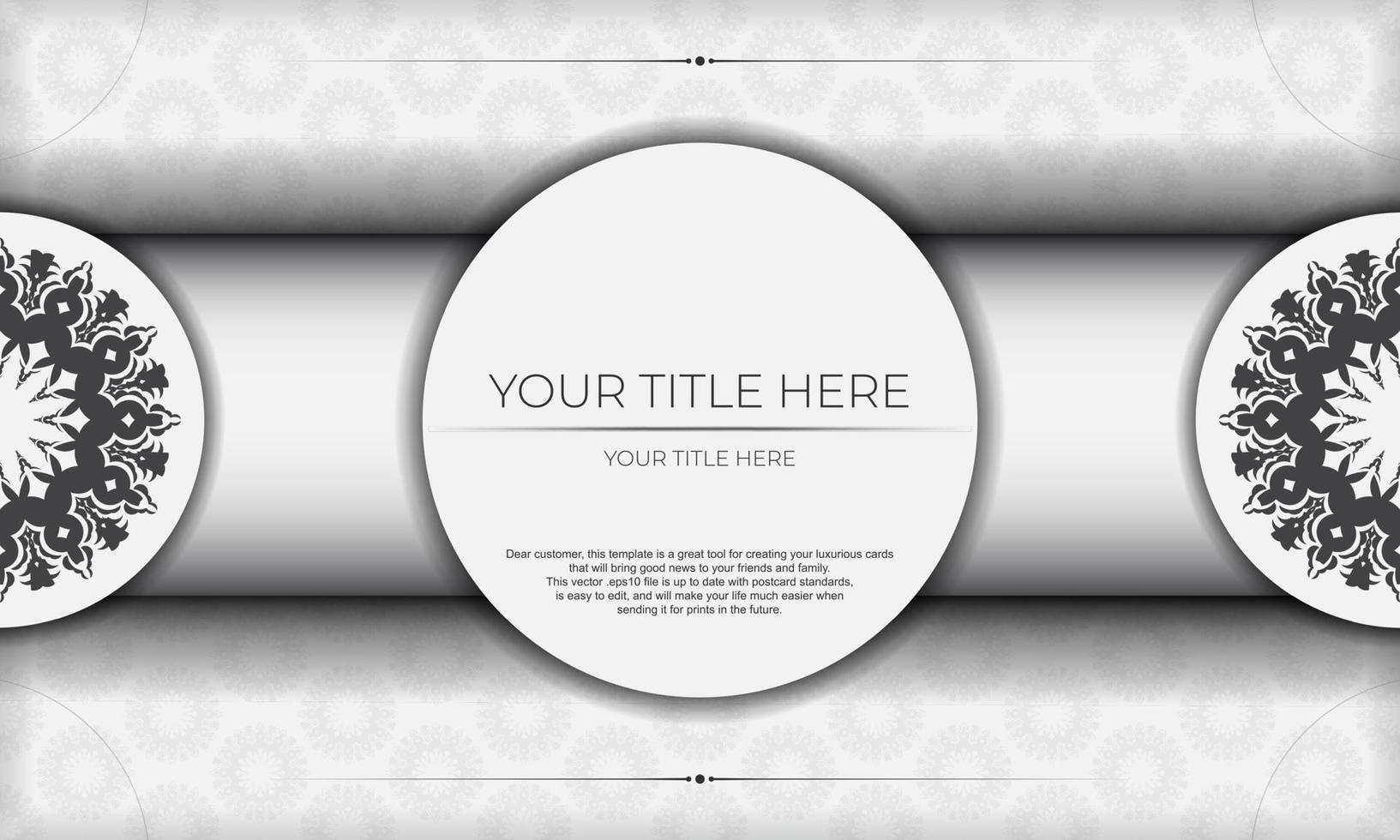 Vektordruckfertiges Einladungsdesign mit luxuriösen Ornamenten. weiße bannervorlage mit griechischen luxusornamenten für ihr design. vektor