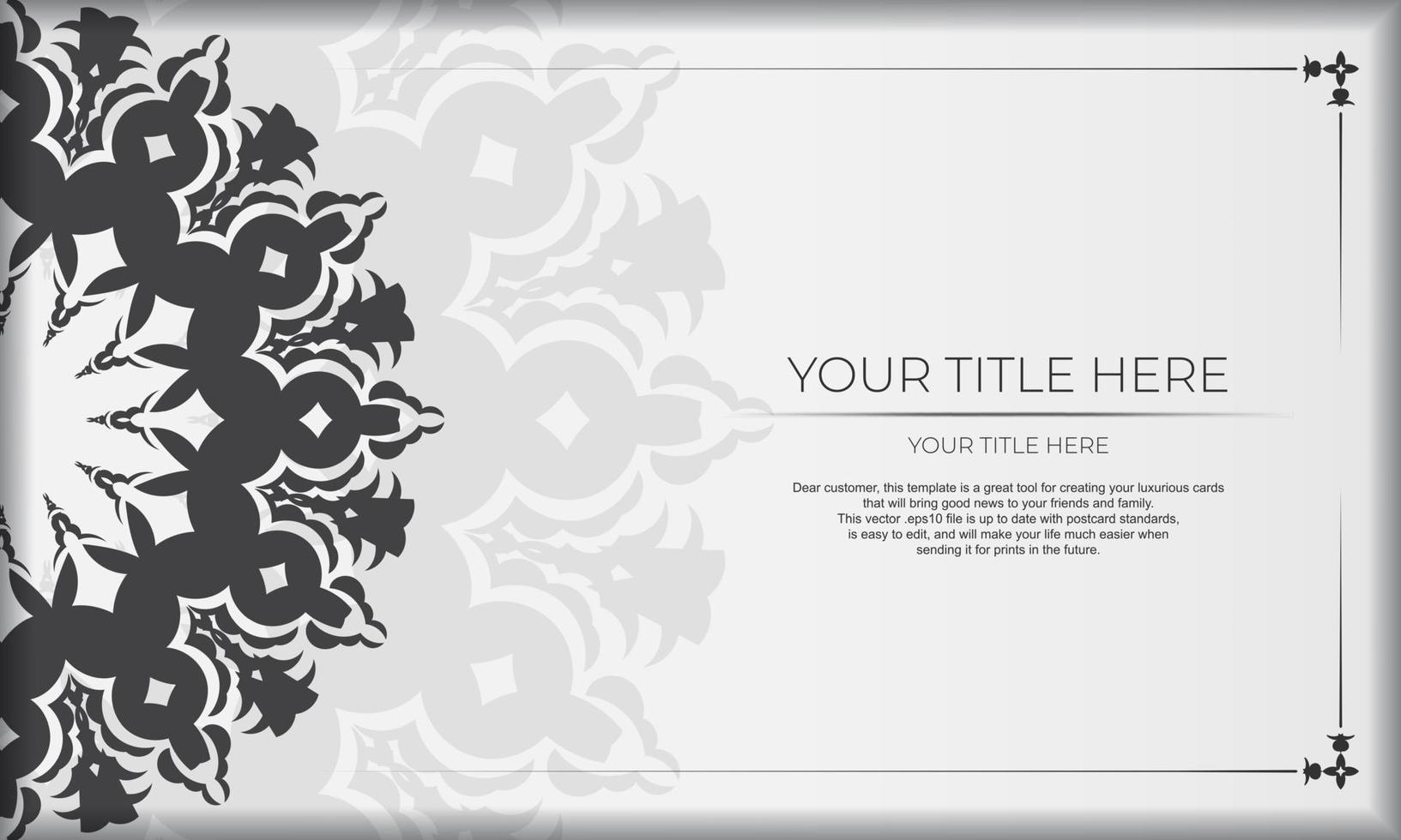 mall för en tryckbar design av ett inbjudan kort med en lyxig prydnad. vit vektor baner med grekisk lyx ornament för din design.