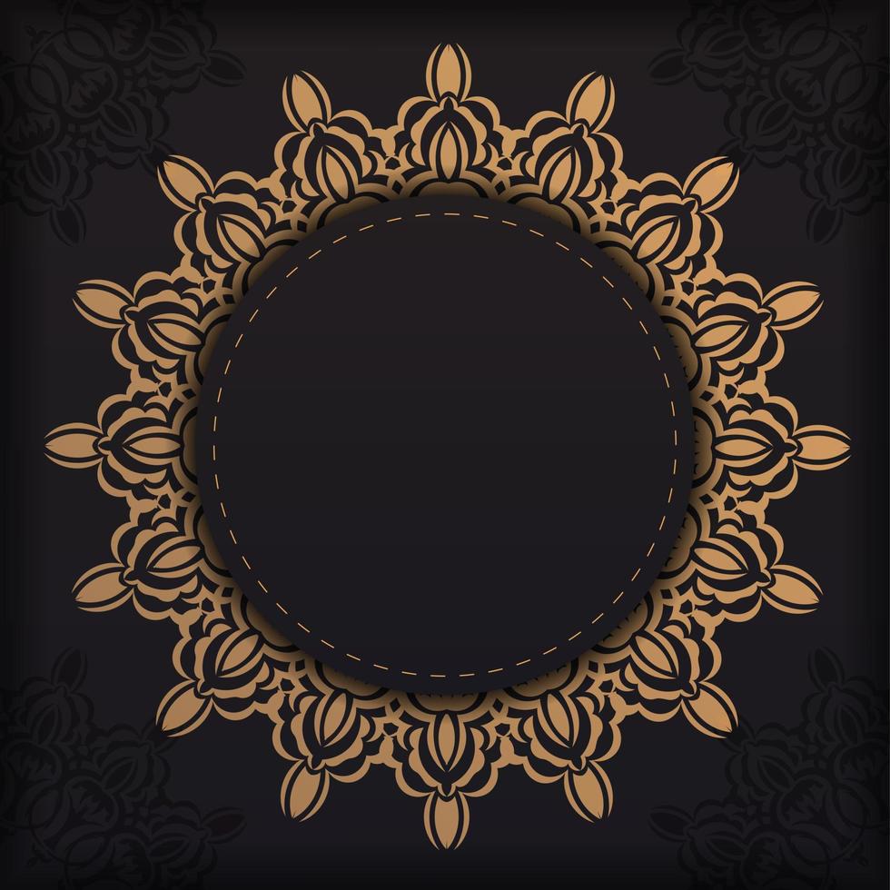 lyxig vektor förberedelse av vykort i svart Färg med årgång ornament. mall för design tryckbar inbjudan kort med mandala mönster.