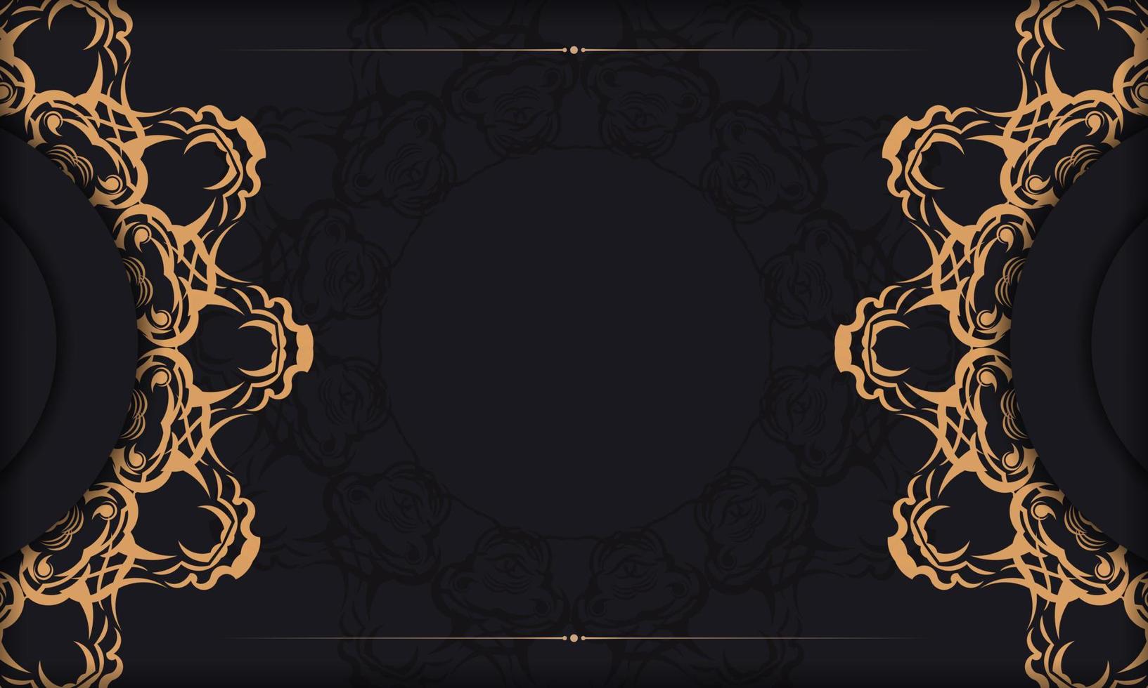 svart mall baner med lyx guld ornament och plats för din design. inbjudan kort design med årgång mönster. vektor