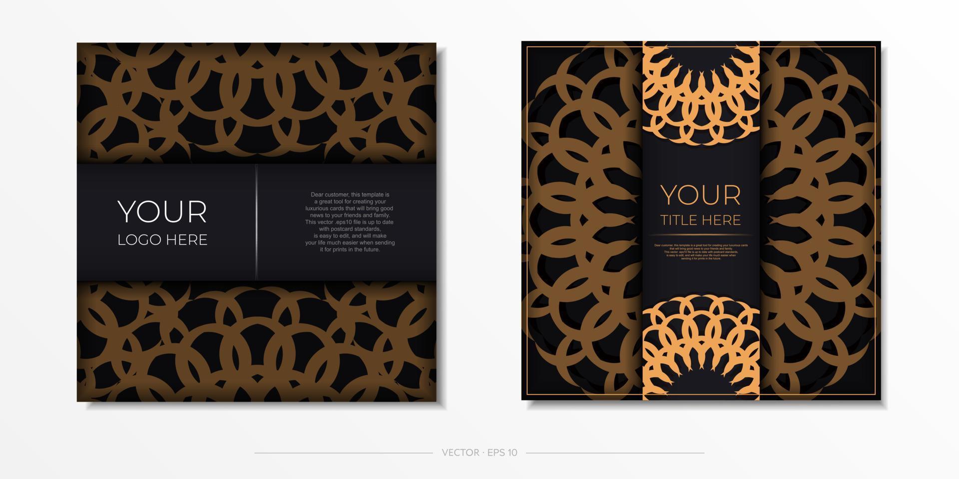 framställning inbjudan kort med årgång mönster.snygg mall för tryckbar design vykort i svart Färg med lyx grekisk vektor