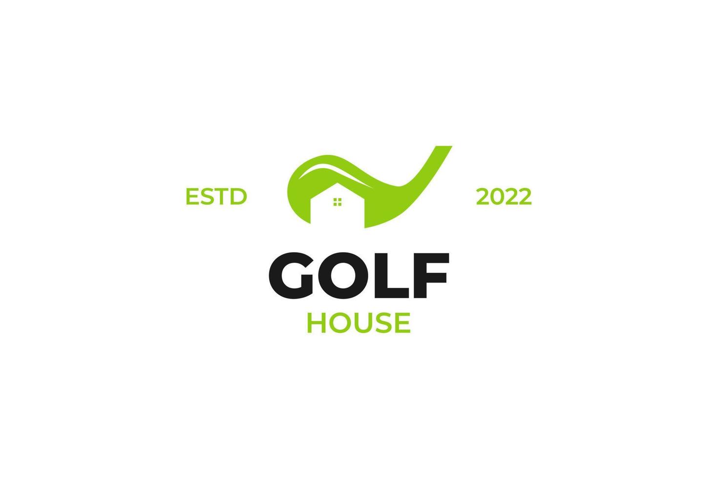 platt golf pinne hus logotyp ikon vektor illustration aning