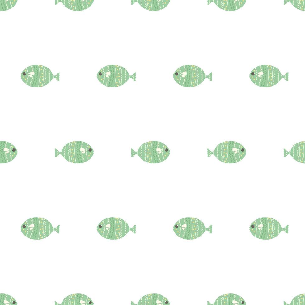süßes illustriertes muster mit fisch, oktopus, algen, muscheln. handgezeichneter Fisch auf einem Muster für Textilien, Kinderbekleidung, Tapeten, Geschenkpapier, Smartphone-Hüllen. vektor