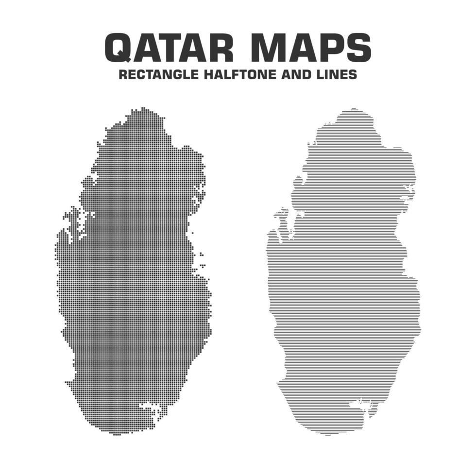 Qatar Maps Rectangle Halftone und Lines Version Qatar Dotted Maps vektor