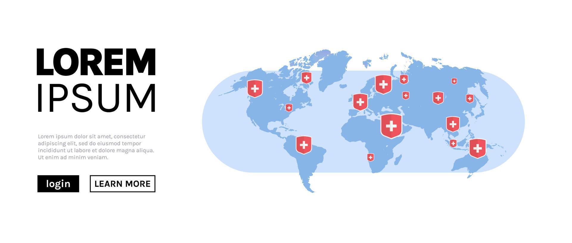 epidemi merer cov influensa spridning av värld människor sätta medicinsk skydda stift av länder med coronavirus infektion wuhan 2019 ncov pandemi medicinsk hälsa risk begrepp platt vektor illustration.