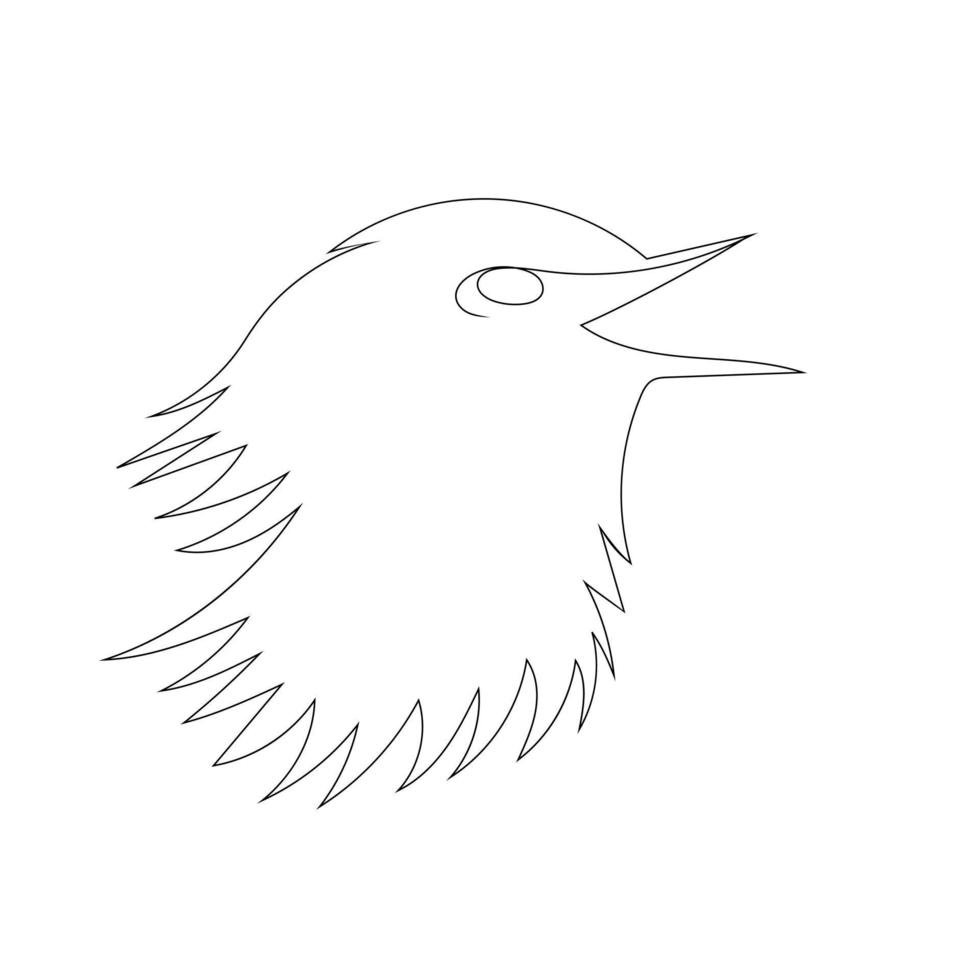 schneidern sie vogelkopflinie kunstzeichnungsstil, die vogelskizze schwarz linear isoliert auf weißem hintergrund und die beste vogelvektorillustration. vektor