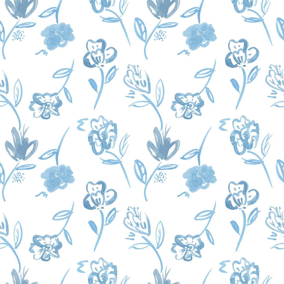 Oberflächenmuster, Blumenmuster. nahtloser hintergrund von botanischen blauen blumen des schönen aquarells. design für hintergrund, tapeten, kleidung, verpackung, stoff, vektorillustration. vektor