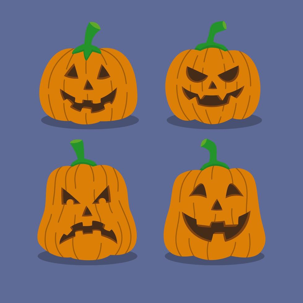 Set flaches Design Halloween-Kürbis. Feiertag Halloween. Vektor-Illustration vektor