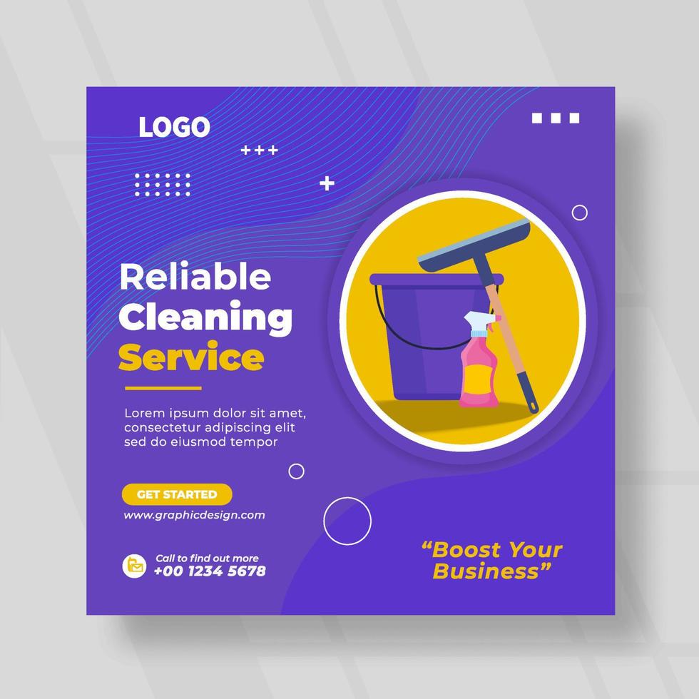 rengöring service design för social media baner vektor