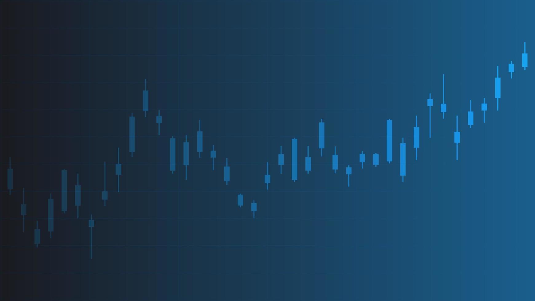 börsen- und kryptowährungshandelsdiagrammkonzept. Leuchter und Balkendiagramm mit Volumenanzeige zeigen digitales Geld oder Finanzstatistiken und Unternehmensgewinnmanagement auf blauem Hintergrund vektor