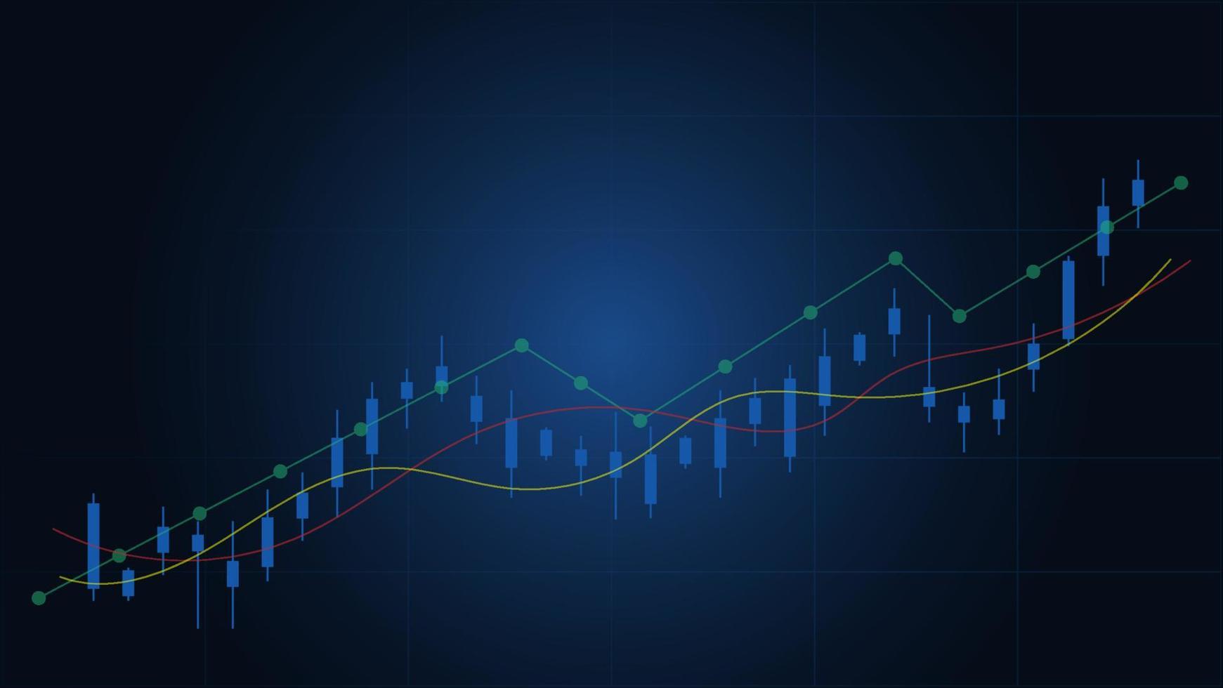 stock marknadsföra och kryptovaluta handel Diagram begrepp. ljusstake och bar Graf med volym indikator visa digital pengar eller finansiell statistik och företag tjäna förvaltning på blå bakgrund vektor