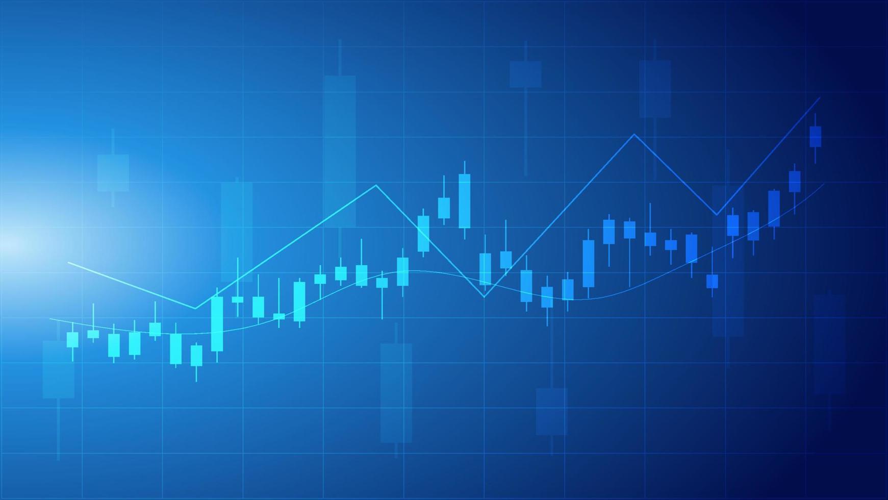 Finanz- und Wirtschaftskonzept. Grafikdiagramm zeigt die Investitionsleistung des Unternehmens auf blauem Hintergrund vektor