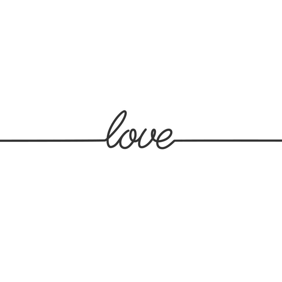 kärlek - kontinuerlig linje teckning typografi text minimalistisk design vektor