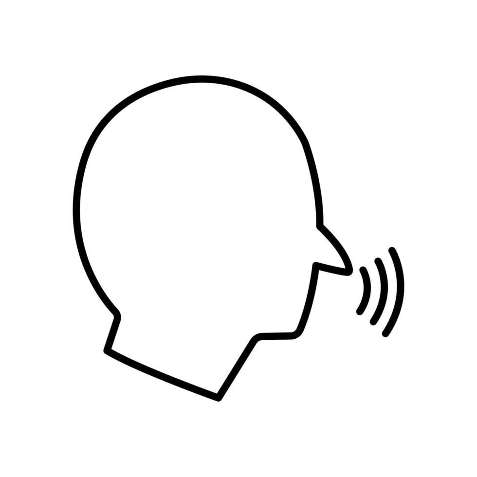 Kopfmenschen-Symbol mit Stimme. Symbol im Zusammenhang mit Diskussion, Gespräch. Liniensymbolstil. einfaches Design editierbar vektor