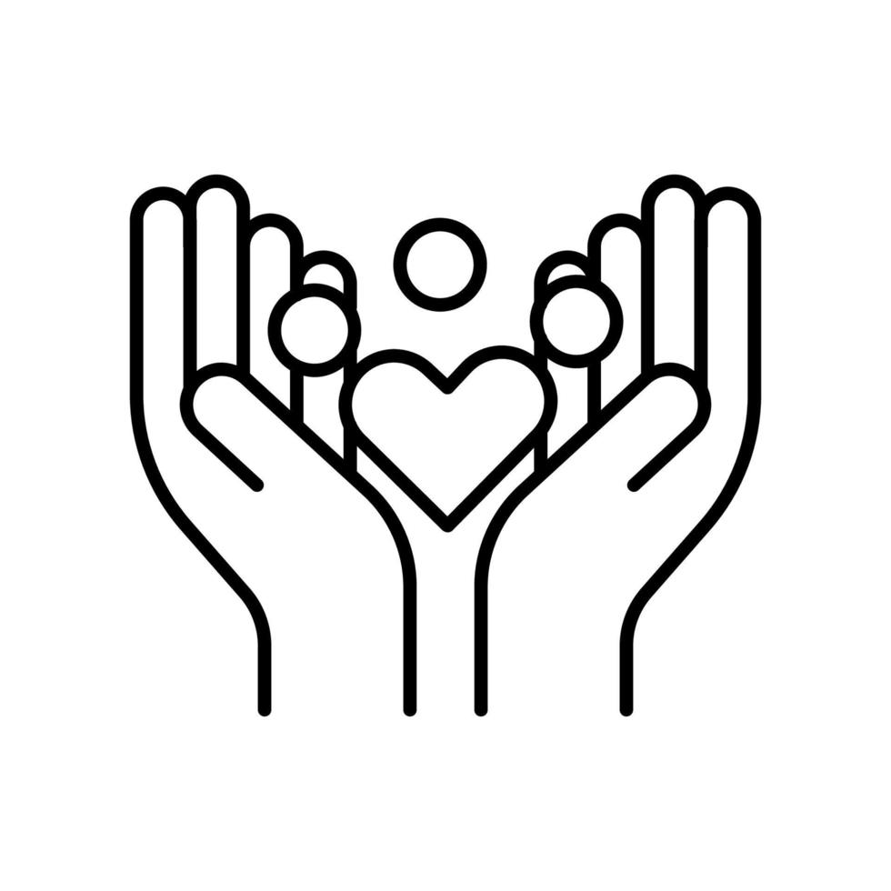 Menschen-Symbol mit Herz und Hand. Symbol in Bezug auf Vielfalt, Zusammengehörigkeit. Liniensymbolstil. einfaches Design editierbar vektor