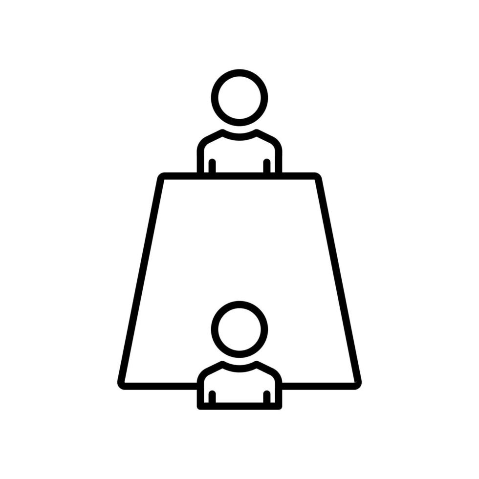 Personensymbol mit Tabelle. symbol im zusammenhang mit diskussion, geschäft. Liniensymbolstil. einfaches Design editierbar vektor