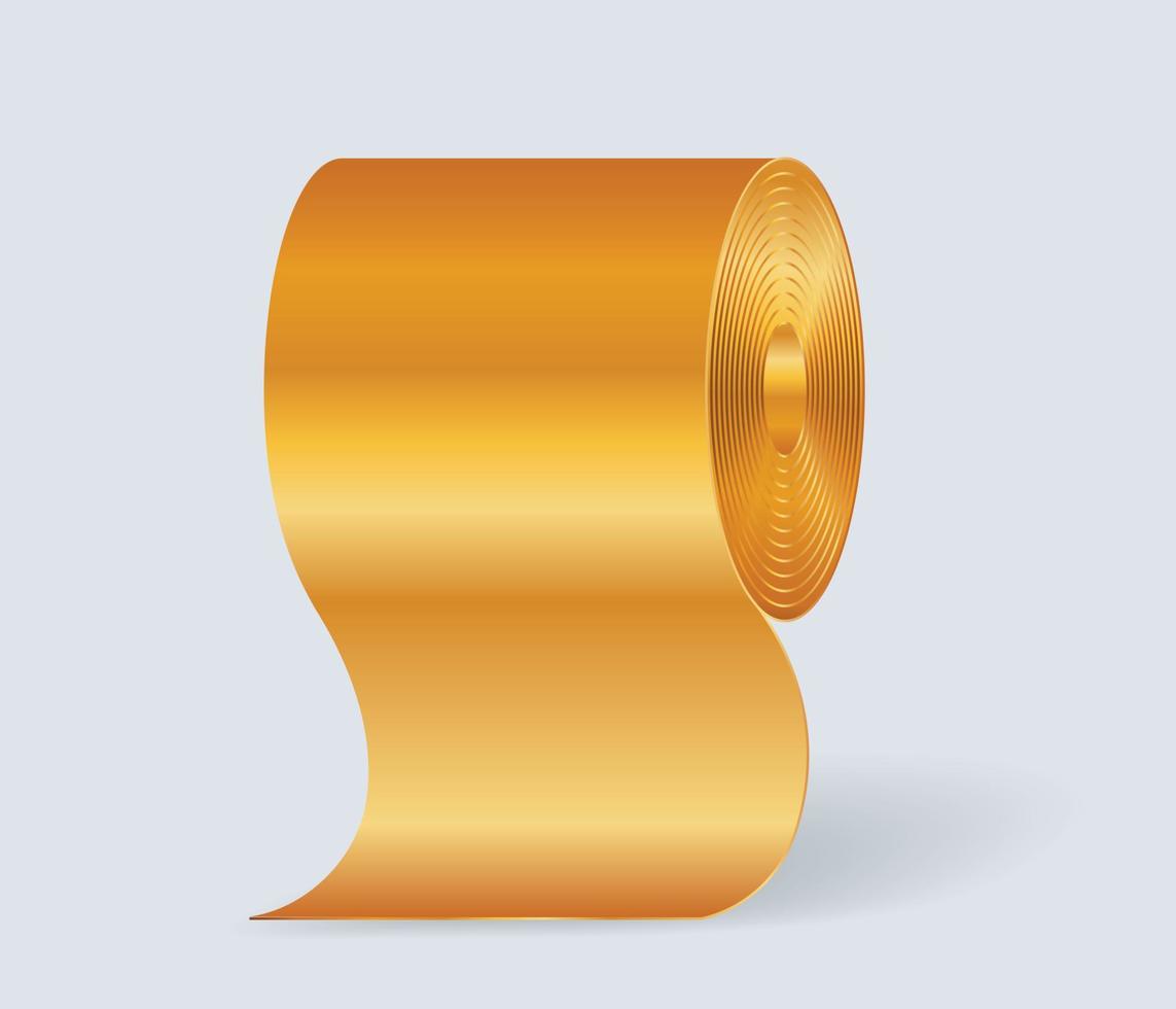 goldenes toilettenpapier lokalisiert auf weißem hintergrund. lustige vektorillustration. vektor