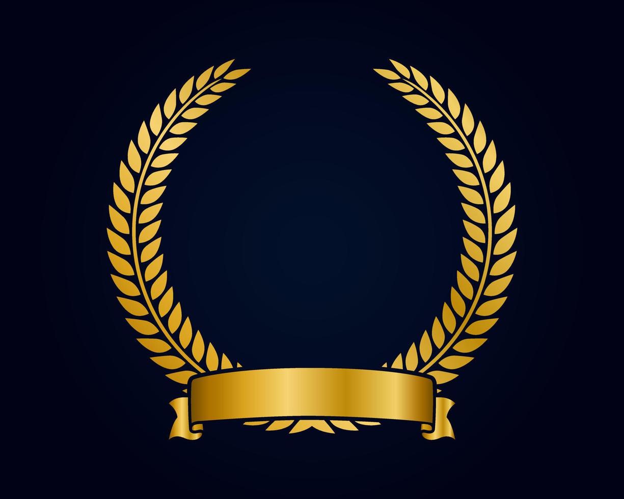 gyllene emblem mall för logotyp. guld grenar och band. vektor illustration