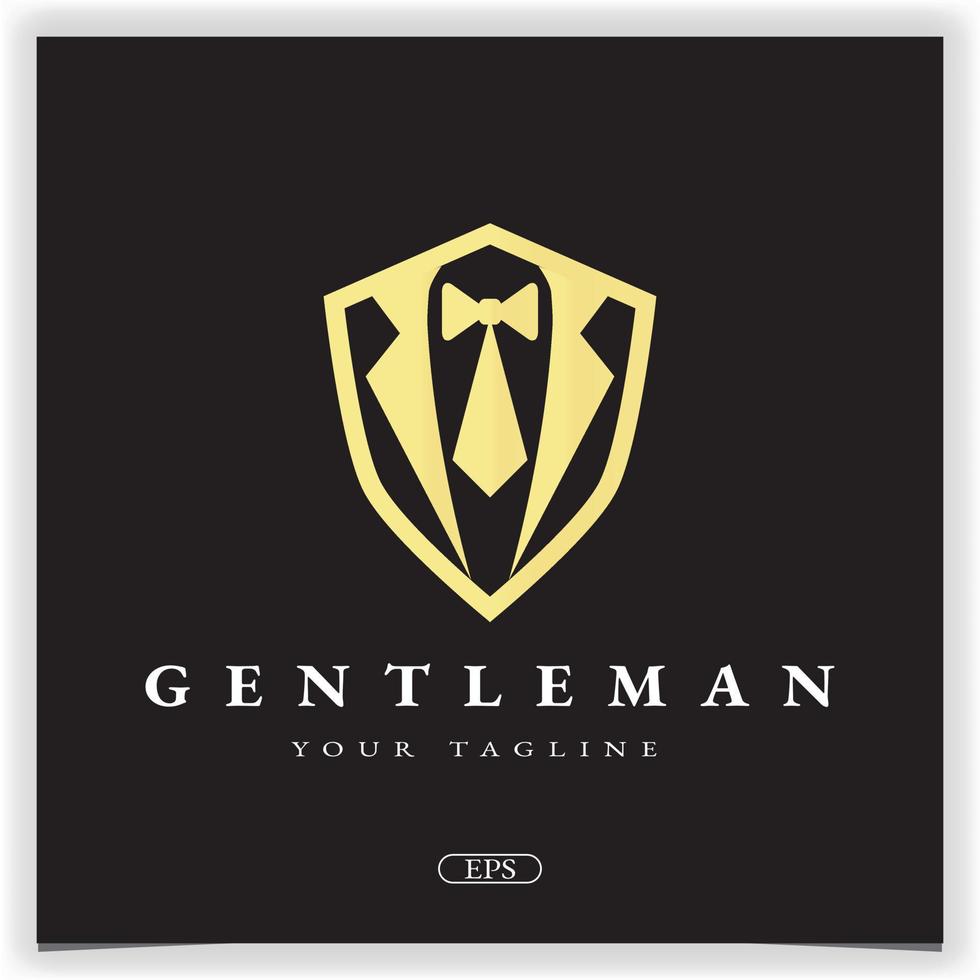 gold schild fliege smoking anzug gentleman mode schneider kleidung vintage klassisches logo premium elegante vorlage vektor eps 10