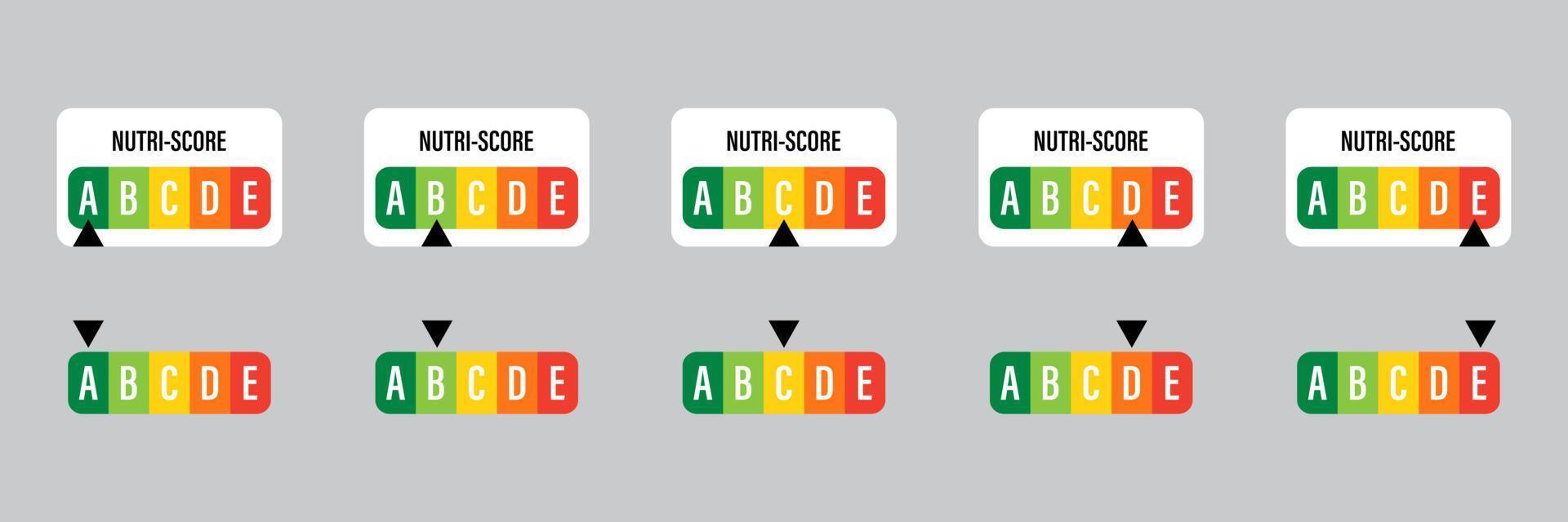 Nutri-Score, Zeichen Gesundheitsfürsorge für Verpackungen. vektor