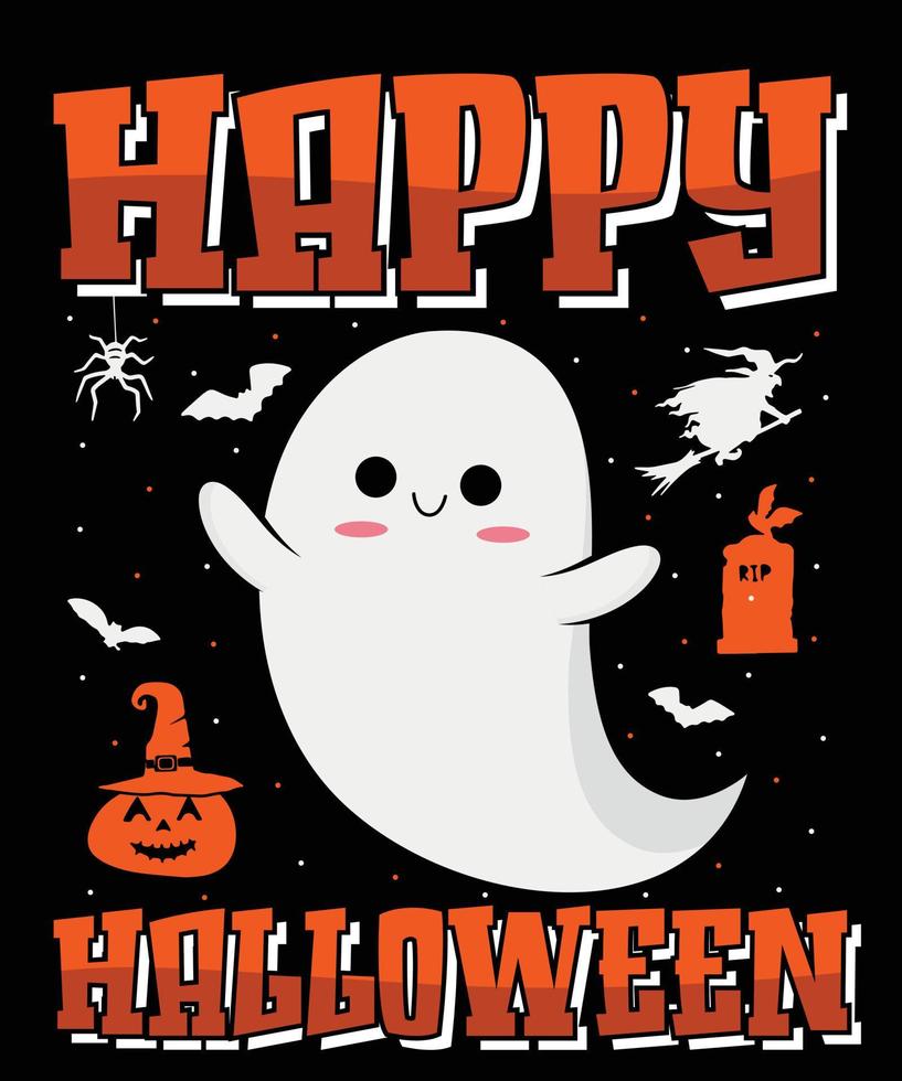 halloween pumpa spöke läskigt 2022 grafisk vektor silhuett tshirt design