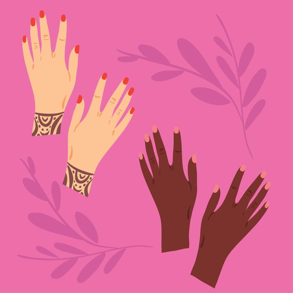 Vielfalt und Inklusion, weibliche Hände vektor