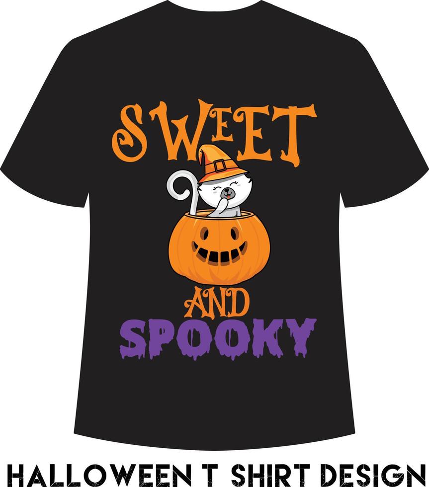 ljuv och läskigt t-shirt design för halloween vektor