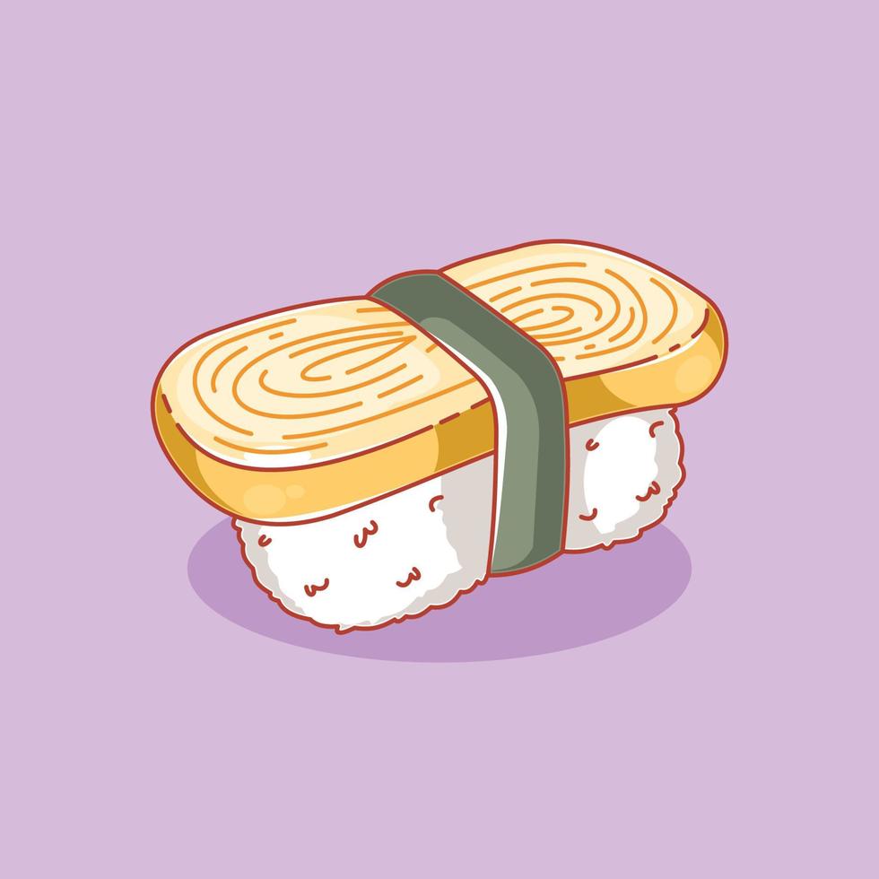 süßes Tamagoyaki-Nigiri-Design im Cartoon-Stil vektor