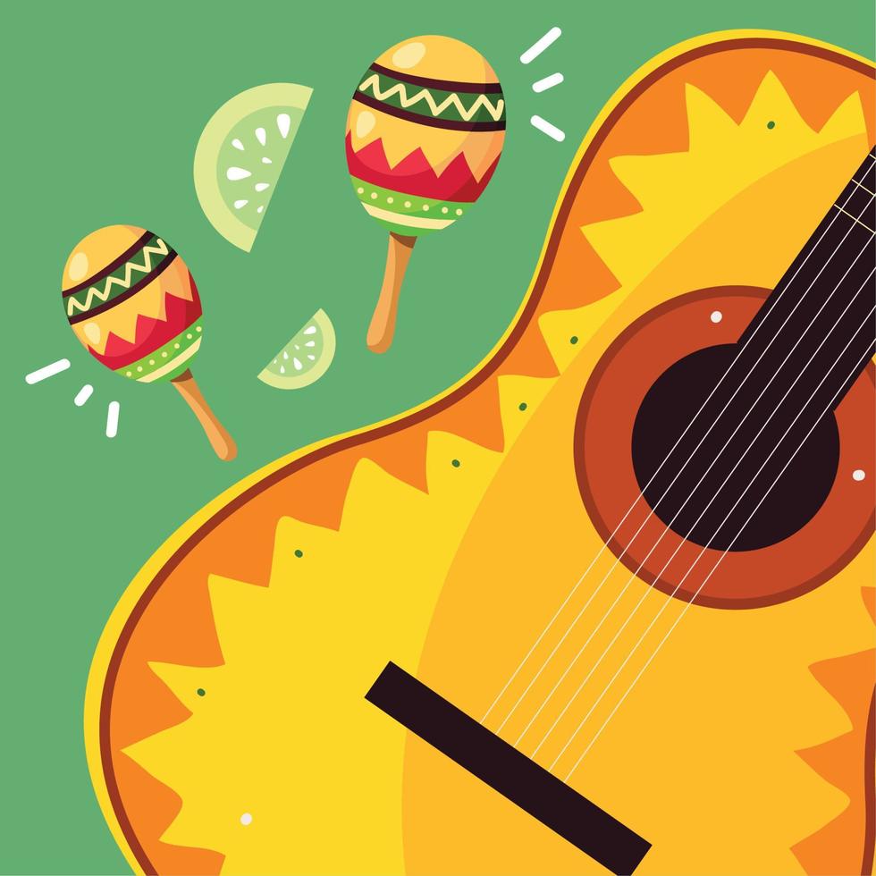 mexikansk maraca och gitarr vektor