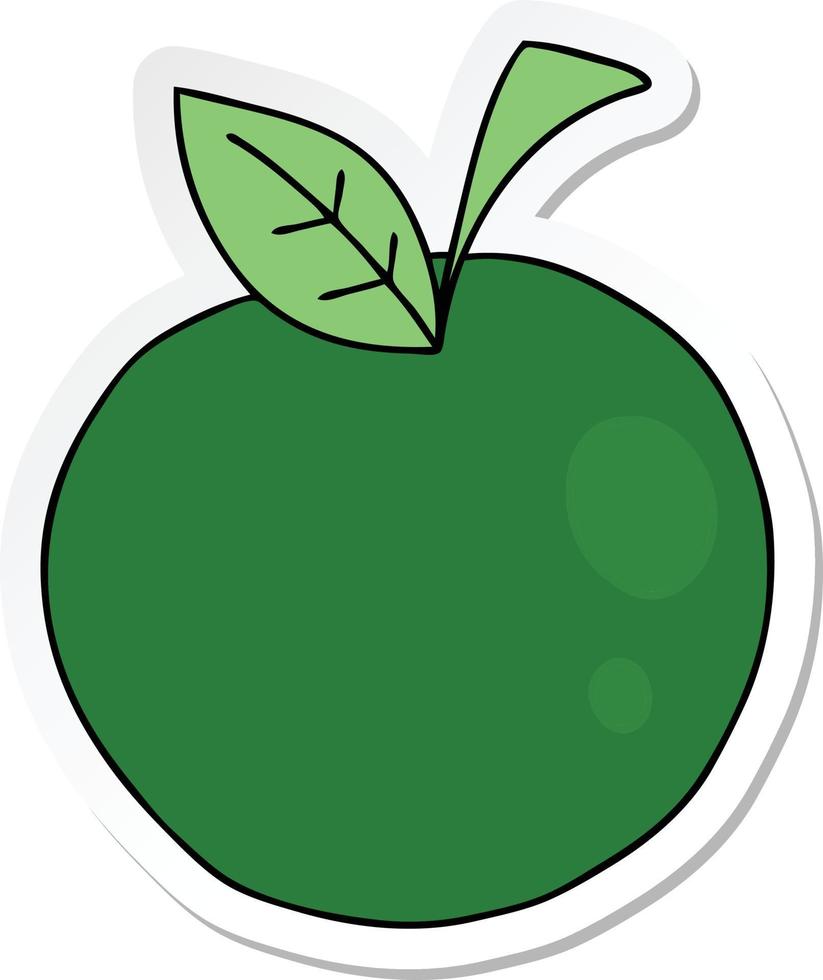 klistermärke av ett udda handritat tecknat äpple vektor