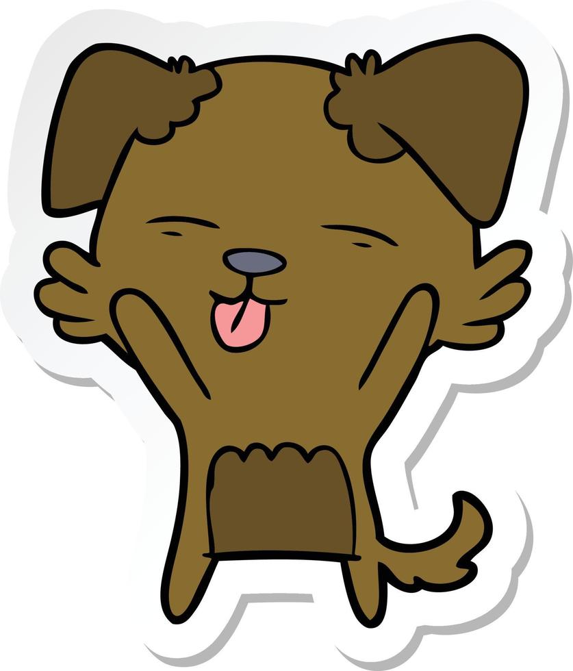 klistermärke av en tecknad hund som sticker ut tungan vektor