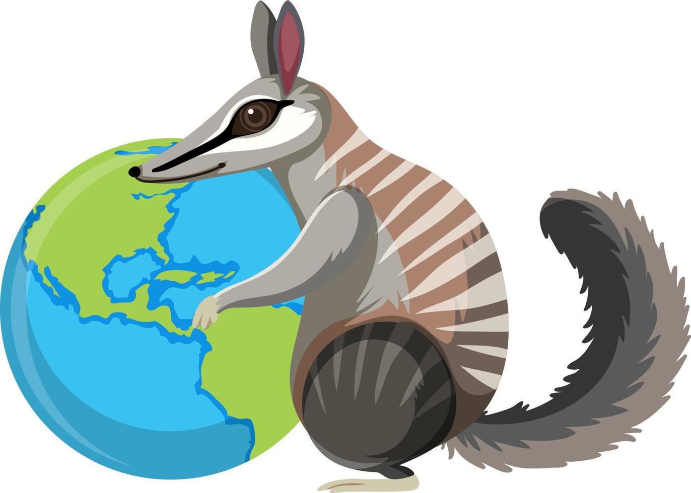 numbat umarmt den erdplaneten vektor