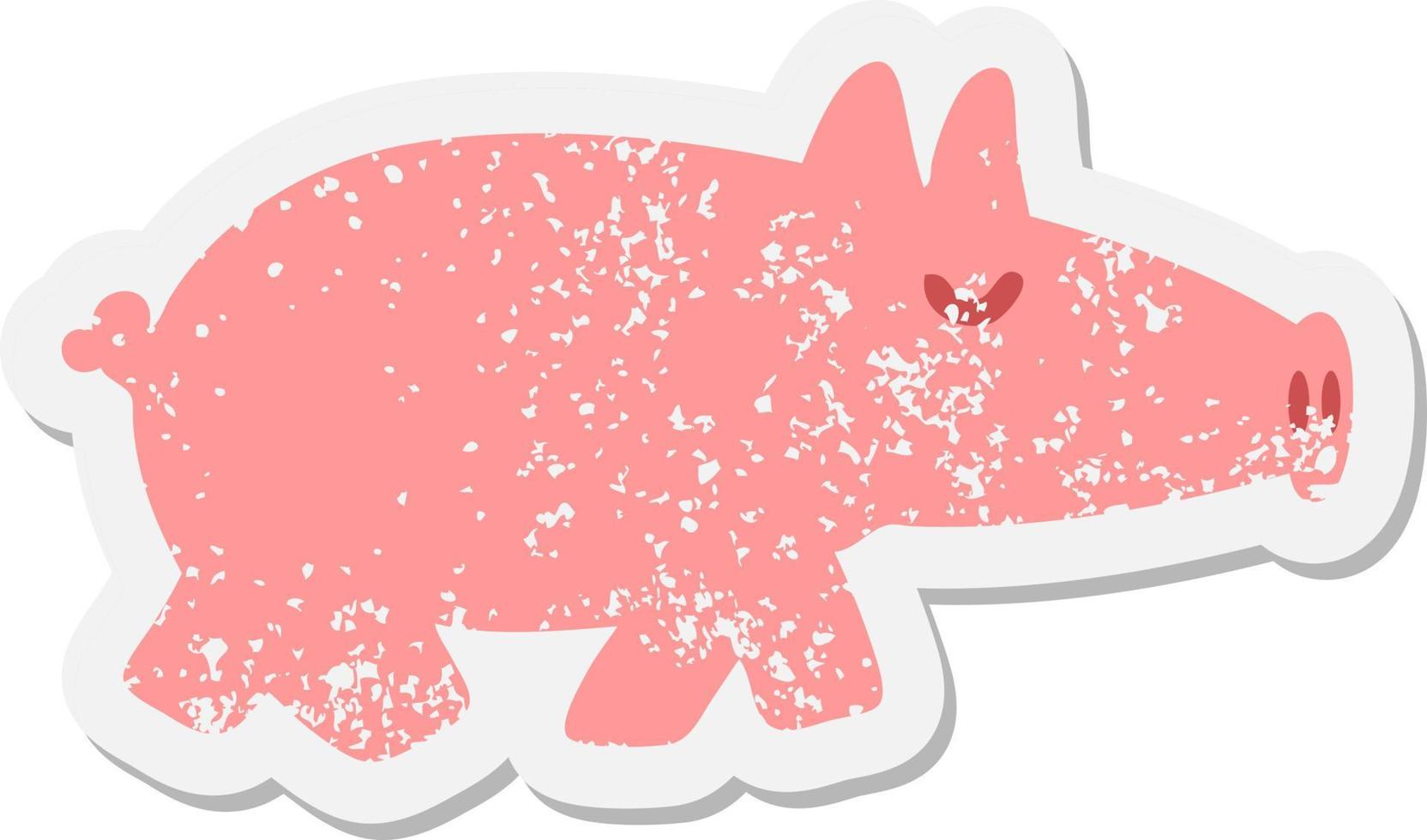 Schwein-Grunge-Aufkleber mit langer Schnauze vektor