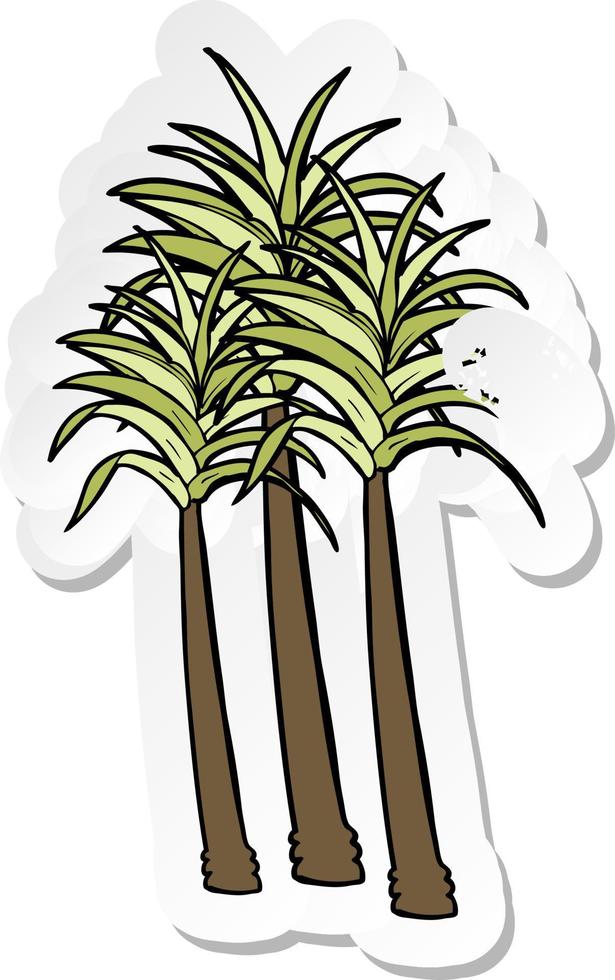 retro nödställd klistermärke av en tecknad palmträd vektor