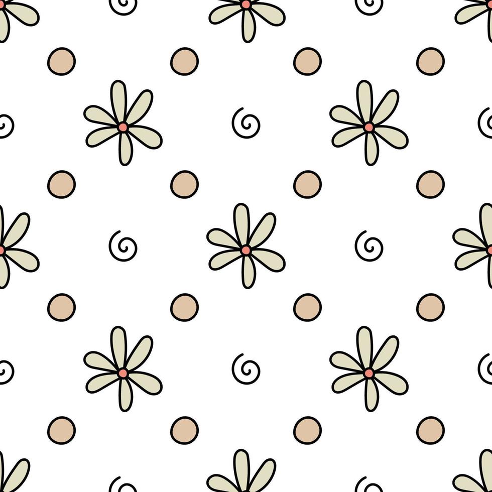 doodle-stil daisy mönster på vit bakgrund. vektor isolerat bild för använda sig av i textil- eller förpackning design