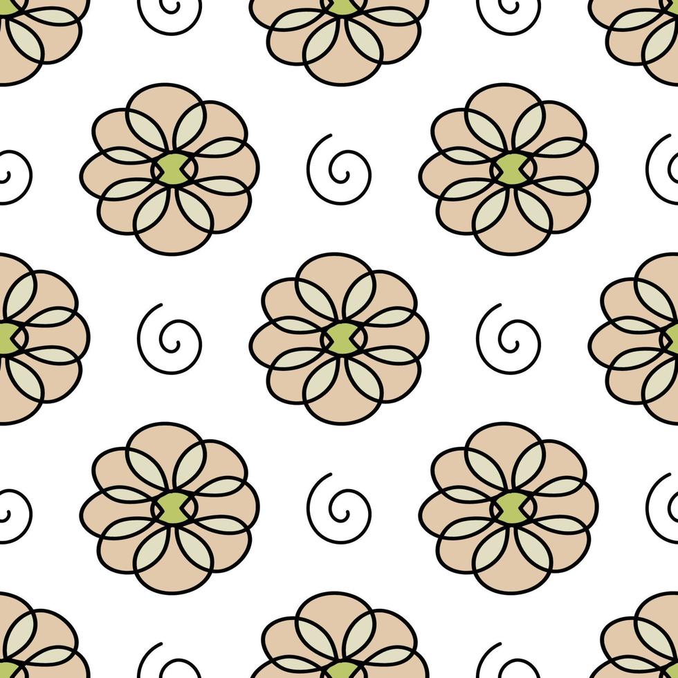 doodle-stil blomma mönster på vit bakgrund. vektor bild för använda sig av i skriva ut eller textil- design