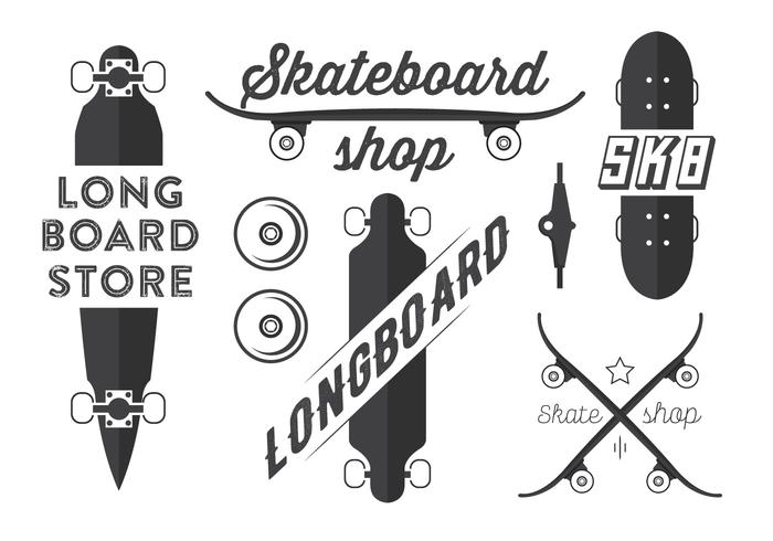 Gratis Skateboard och Longboard Vector Emblem