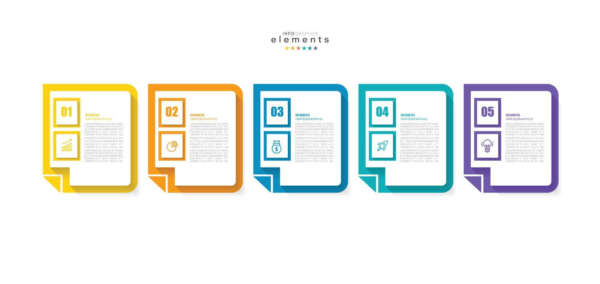 Infografik-Designvorlage für Vektorgrafiken mit Symbolen und 5 Optionen oder Schritten. kann für Prozess, Präsentationen, Layout, Banner, Infografik verwendet werden. vektor