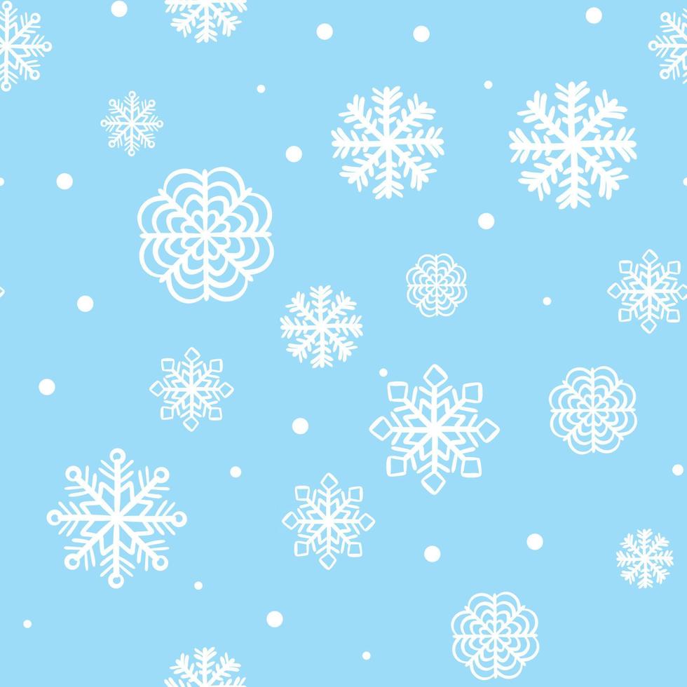 nahtloses muster der schneeflocken. Weihnachtsmuster auf blauem Hintergrund mit Schneeflocken des weißen Handabgehobenen betrages. Vektor-Illustration vektor