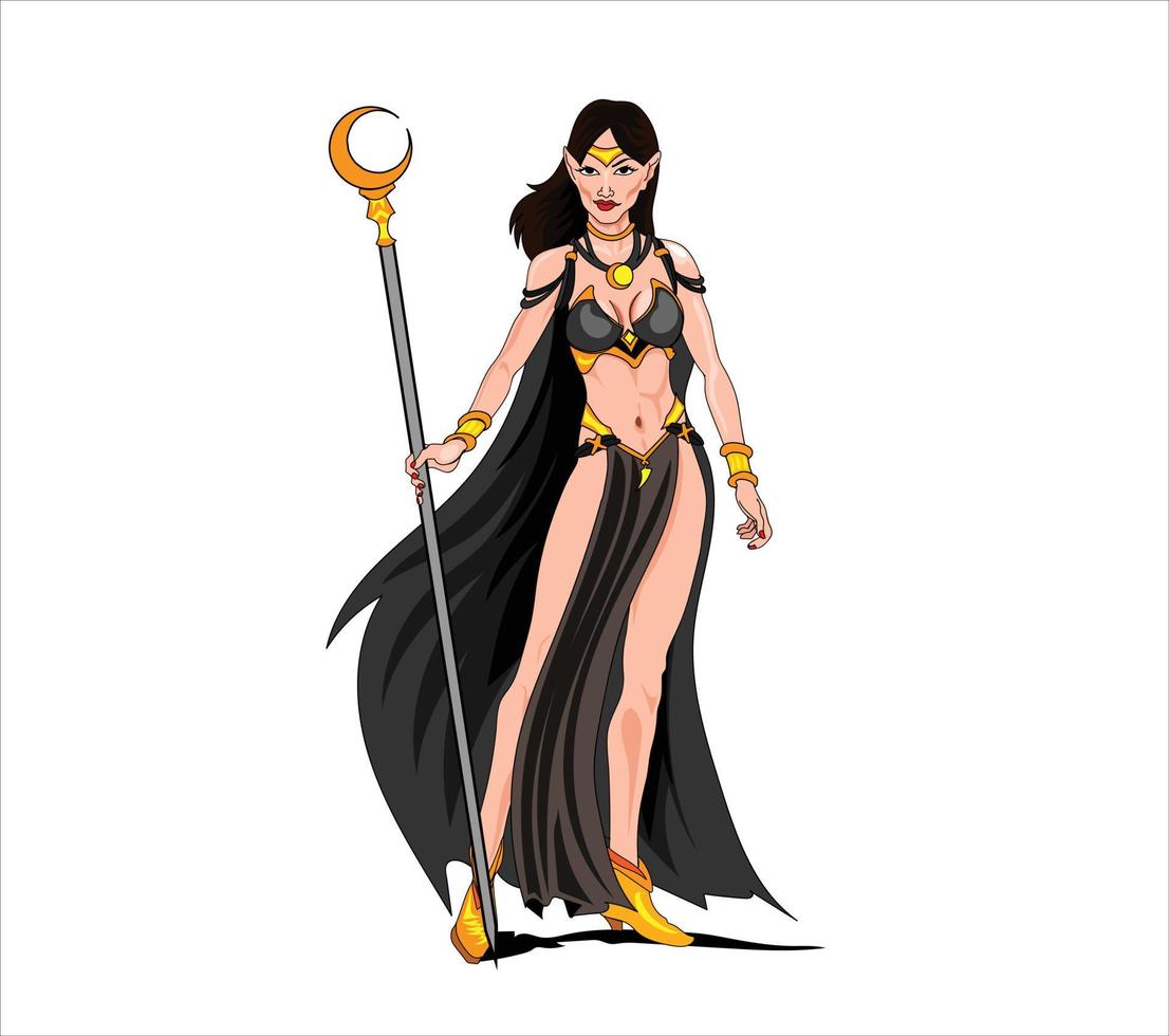 Kriegermädchen-Vektorillustration auf weißem Hintergrund vektor