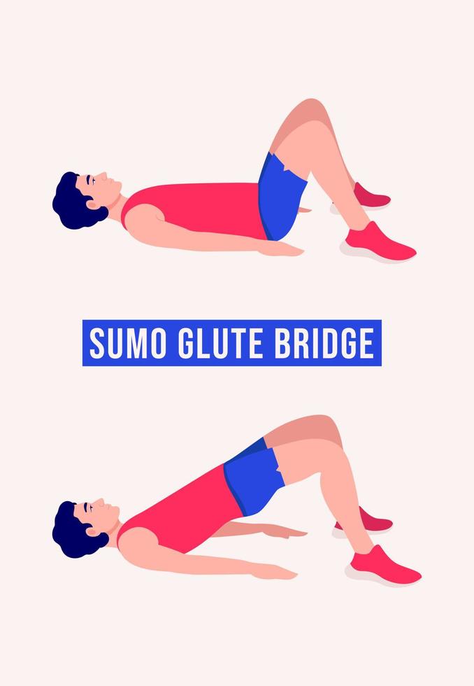 sumo glute bro träning, män träna kondition, aerob och övningar. vektor