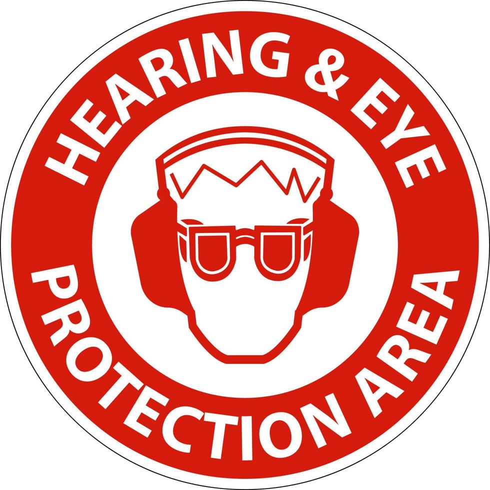 fara hörsel och öga skydd tecken på vit bakgrund vektor
