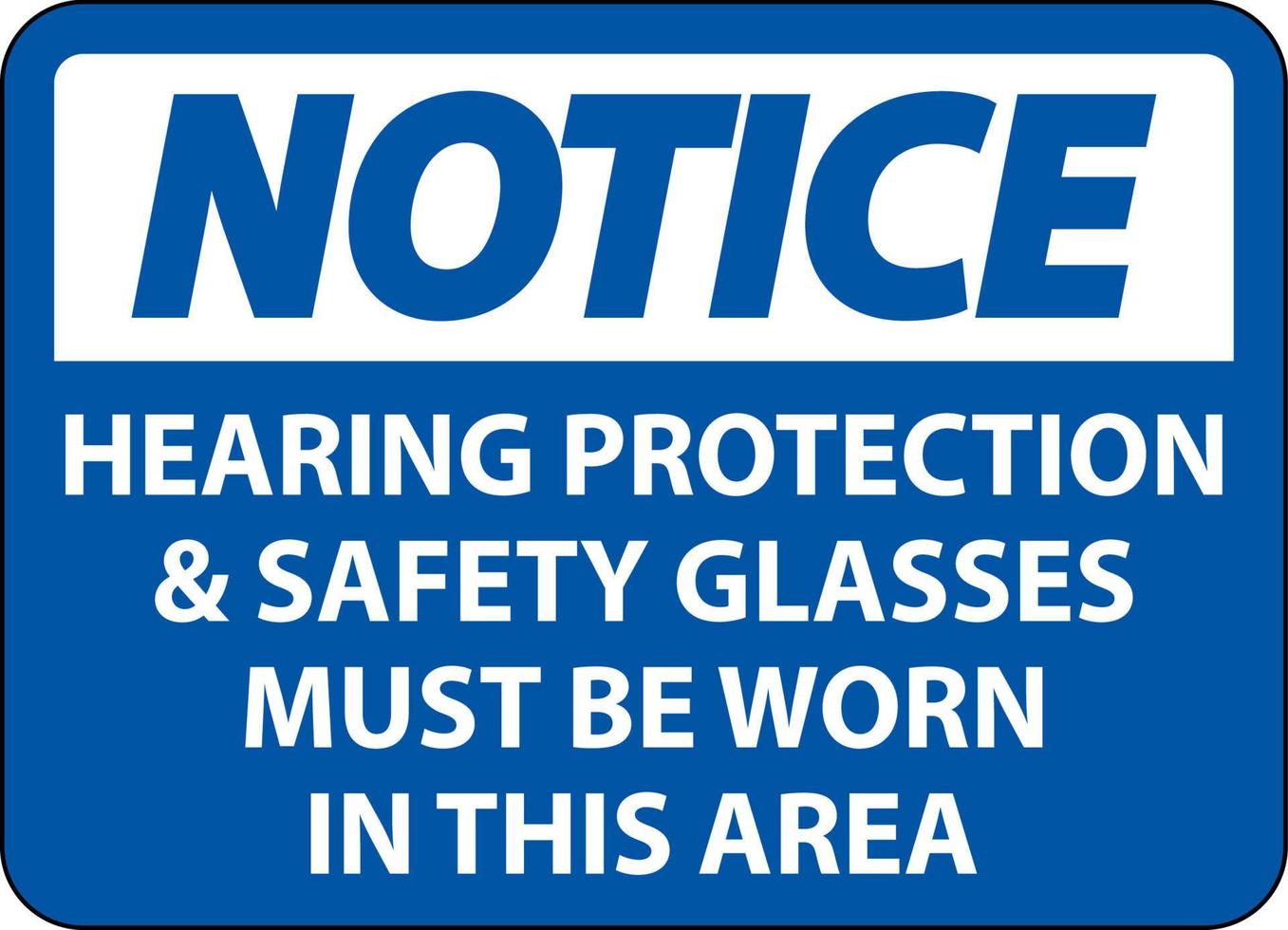 lägga märke till hörsel skydd och säkerhet glasögon tecken på vit bakgrund vektor