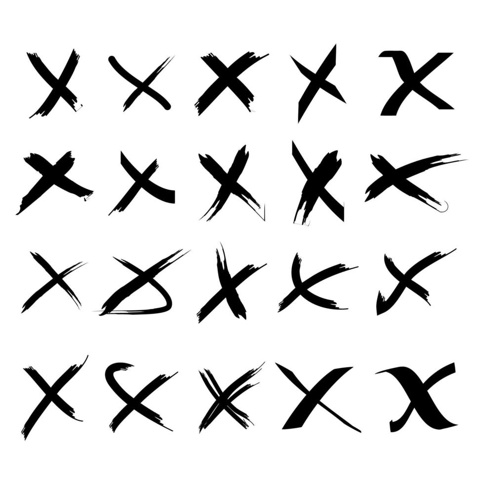 hand dragen x tecken. klotter uppsättning av fel eller falsk märke. vektor illustration