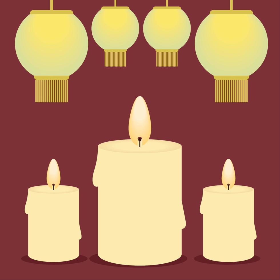 traditionelle Laternen und Kerzen vektor