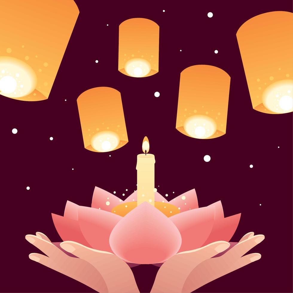 loy krathong festlig traditionell vektor