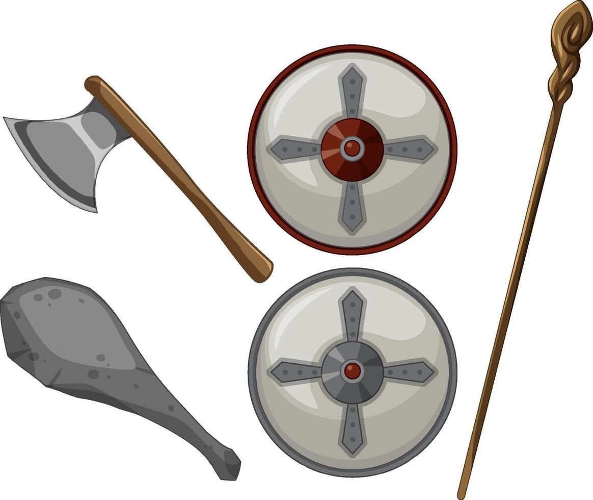 uppsättning av medeltida vapen på vit bakgrund vektor