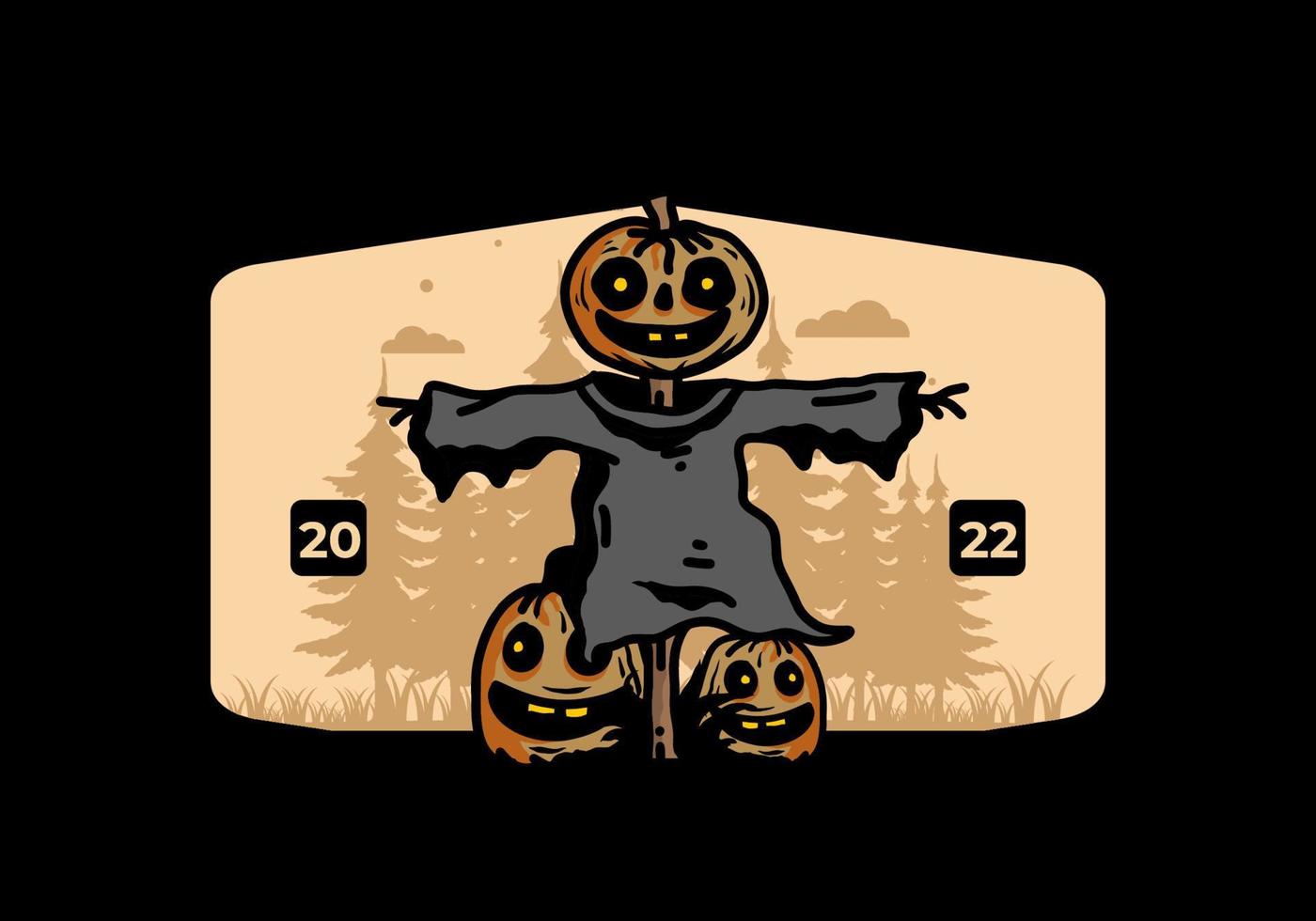 Gruseliges Halloween-Kürbis-Illustrationsdesign vektor